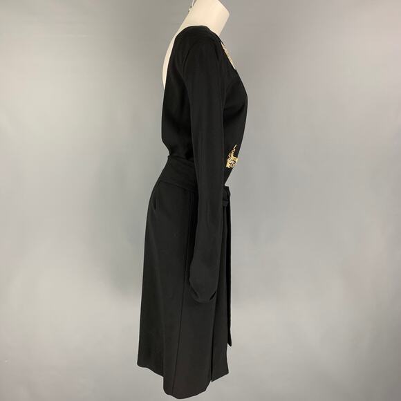 PAUL SMITH Size 4 Black Jersey Beaded Open Back Long Dress - Picture 2 of 6